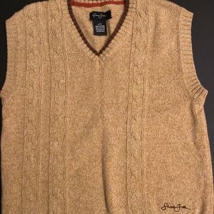 Sean John Boys Sweater Vest Tan and Brown